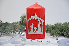Svietidlá - Betlehemská sviečka červená so strieborným zdobením - 7489428_