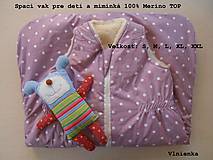 Detský textil - Spaci vak pre deti 100% Merino Top s kašmírom BODKA fialová - 7490291_