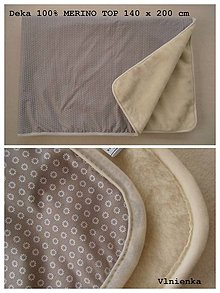 Úžitkový textil - Deka/ prikrývka 100% Merino TOP a 100% bavlna francúzsky dizajn 140 x 210 cm - 7490420_