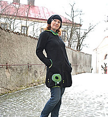 Mikiny - Kabátek s kapucí, zelená podšívka,balónový efekt - 7490250_