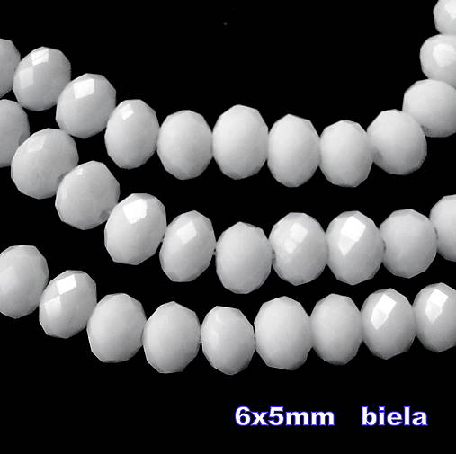 Sklenená rondelka 6x5mm-1ks (biela)