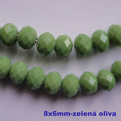 Sklenená rondelka 8x6mm-1ks (zelená oliva)