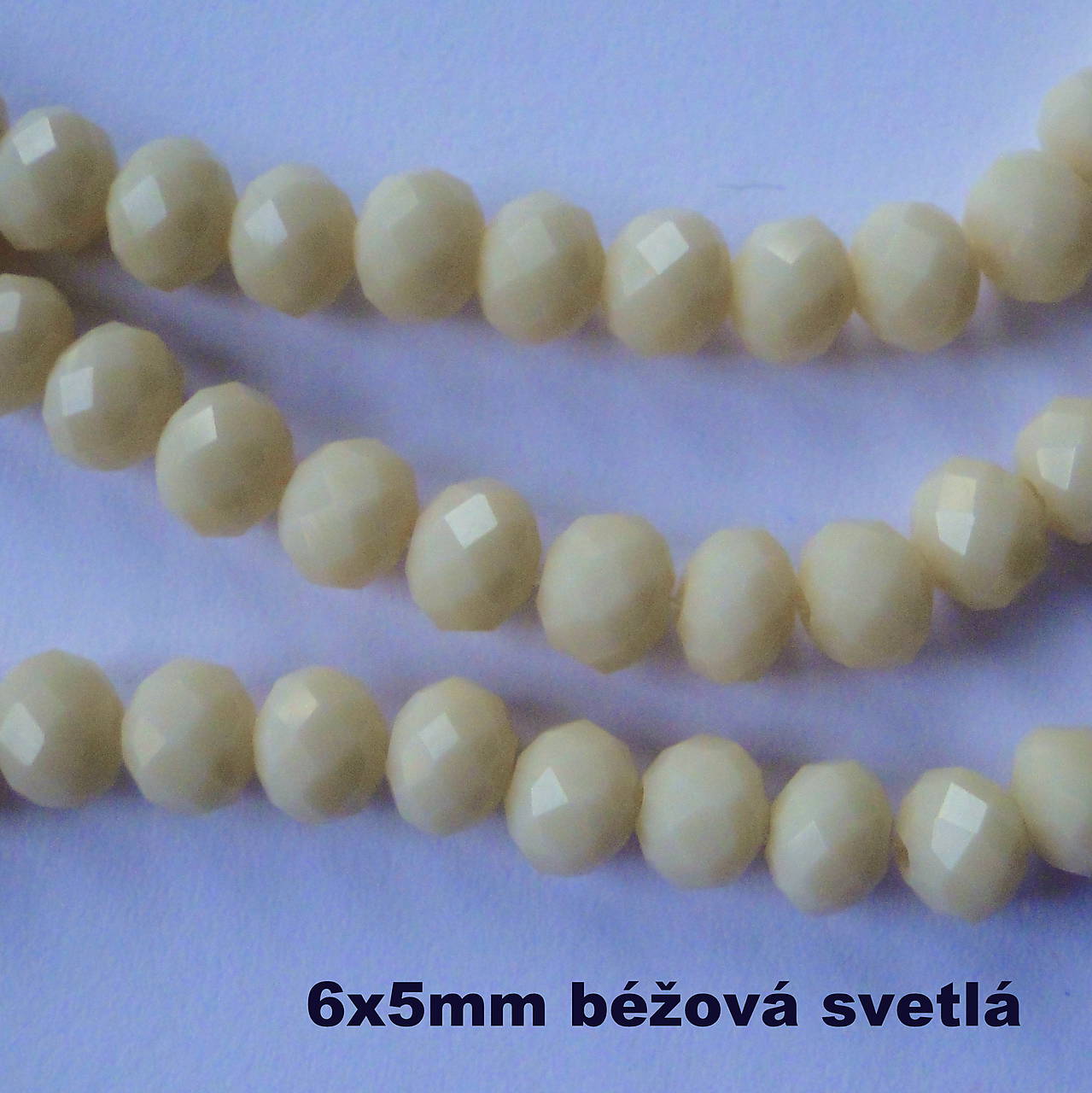 Sklenená rondelka 6x5mm-1ks (sv.béžová)