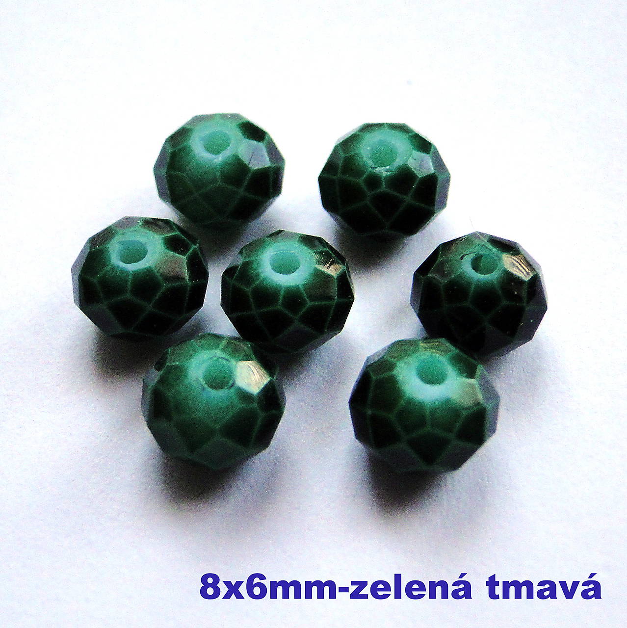 Sklenená rondelka 8x6mm-1ks (tm.zelená)