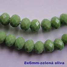 Korálky - Sklenená rondelka 8x6mm-1ks (zelená oliva) - 7492098_
