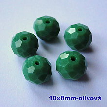 Korálky - Sklenená rondelka 10x8mm-1ks (olive) - 7492461_