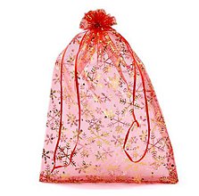 Obalový materiál - Organzový sáčok s vločkami veľký 30x20cm - 7499363_