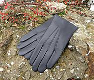 Rukavice - Šedé pánské kožené rukavice s vlněnou podšívkou - 7497819_