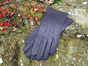 Rukavice - Fialové dámské kožené rukavice s čistým hedvábím - ručně šité - celoroční - 7497944_