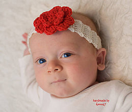 Detské doplnky - Čelenka na fotenie či bežné nosenie "červený kvet" - 7502729_