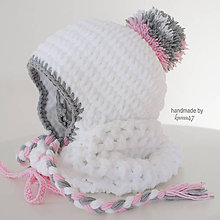 Detské čiapky - Zimná súprava ... "biely sneh" - 7507322_