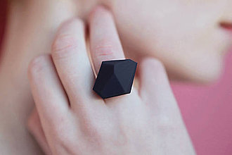 Prstene - Geometrický nastaviteľný prsteň | minimal arch | black - 7511495_