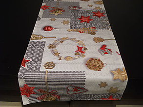 Úžitkový textil - Štóla - Vianočné dekorácie červené II - 7519172_
