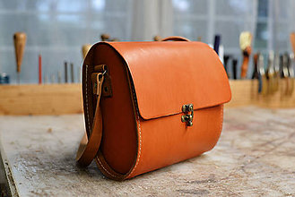 Kabelky - kabelka kožená RONDIE, tmavý oranž, S - 7520050_