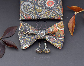 Pánske doplnky - Set na želanie - Elegantný vzorovaný pánsky motýlik z exkluzívnej látky Liberty of London - 7517253_