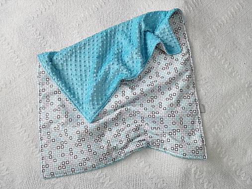 Detský textil - Detská deka štvorčeky + tyrkysové minky - 7524907_