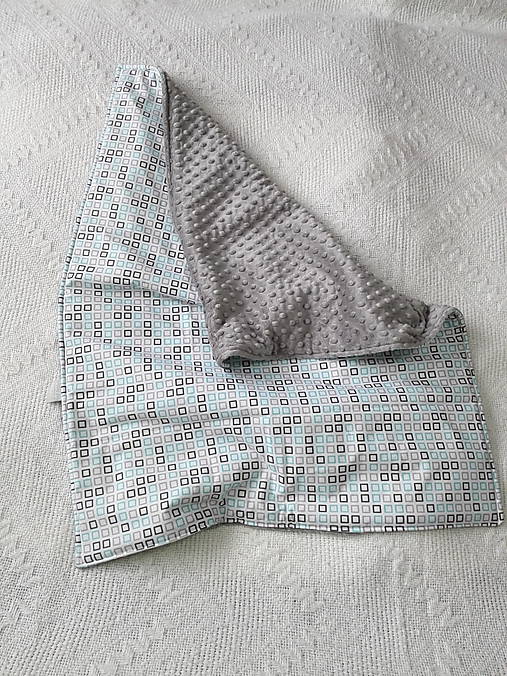 Detský textil - Detská deka štvorčeky + silver minky - 7524928_