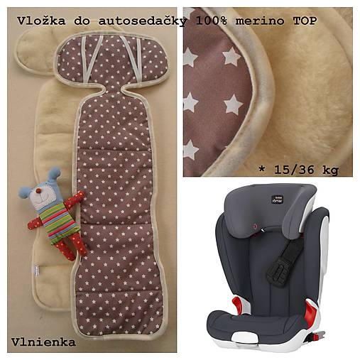 Detský textil - Podložka autosedačiek 15-36 kg 100% Merino proti poteniu a prechladnutiu - 7523202_