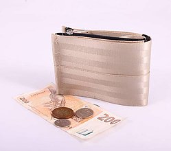 Peňaženky - Pánská peněženka champagne z bezpečnostních pásů - 7530593_