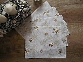 Úžitkový textil - Vianočné prestieranie  bielo - zlatá  4 ks - 7532801_