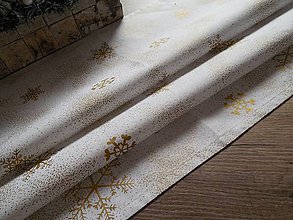 Úžitkový textil - Vianočný obrus  70x70 cm zlato - biela - 7532861_