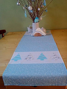 Úžitkový textil - Vianočná štóla (vianočná štóla v modrom) - 7536561_