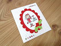 Papiernictvo - Vianočná pohľadnica - Anjelik s korčuľami - 7545882_