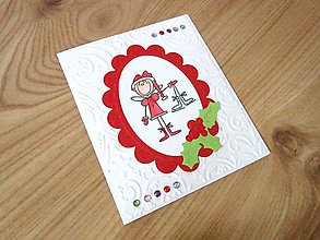 Papiernictvo - Vianočná pohľadnica - Anjelik s korčuľami - 7545882_