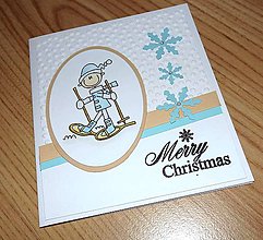 Papiernictvo - Lyžiar - vianočná pohľadnica - 7545929_