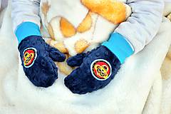 Detské doplnky - rukavičky podšité  minky Navy - opička - 7542832_