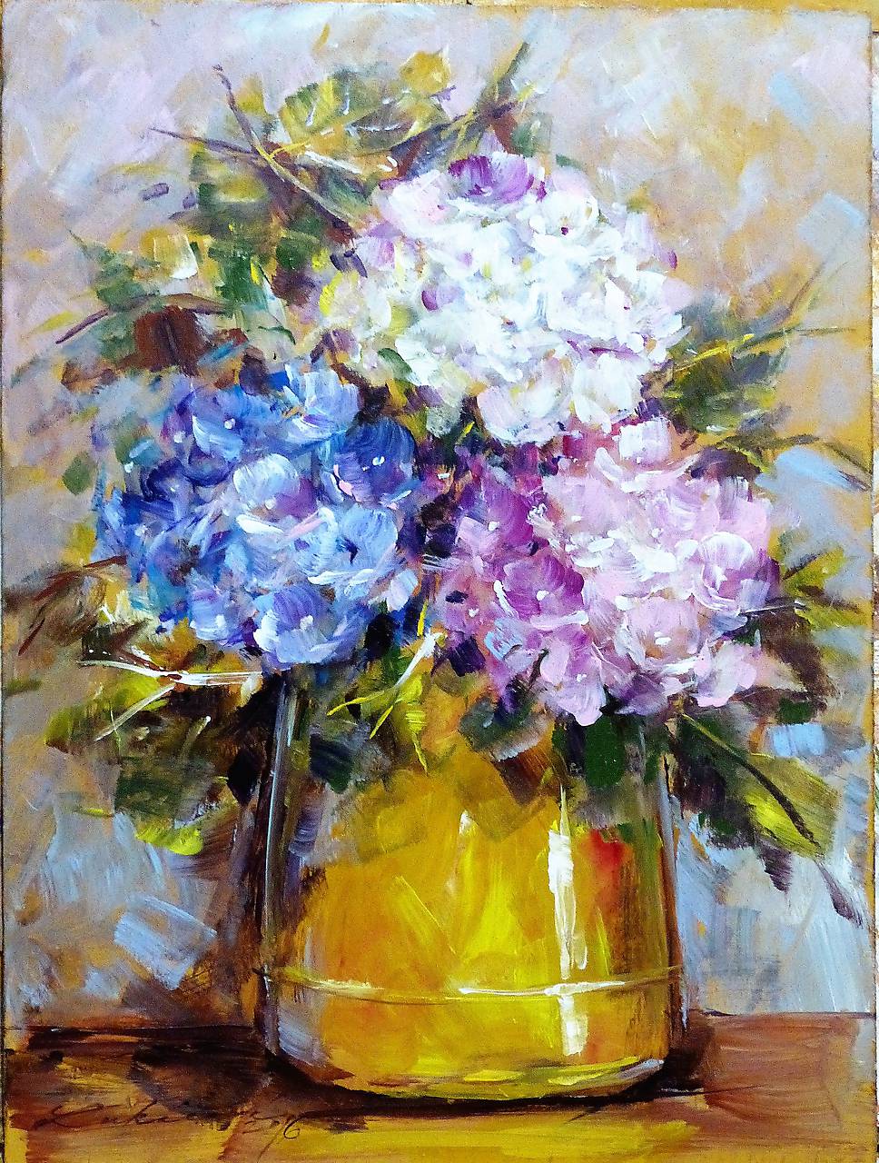 Tri farebné hortenzie