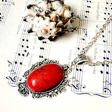 Náhrdelníky - Vintage Red Jasper & Ornaments / Výrazný náhrdelník s červeným jaspisom - 7552196_