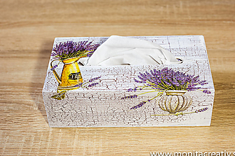 Dekorácie - Krabička na kozmetické vreckovky- levanduľa vázy - 7555503_
