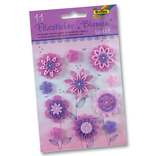 Galantéria - Samolepky z filcu SWEET - 11 kusov - 7559402_