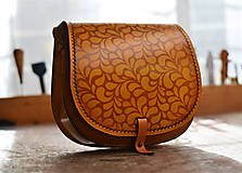 Kabelky - kabelka kožená lovecká /saddle bag ARTEMIS, vzor Folk, tan antique - 7560393_