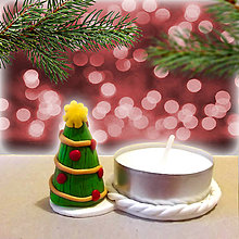 Svietidlá a sviečky - Svietnik vianočný stromček (červeno-zlatý NA ZÁKAZKU) - 7562615_