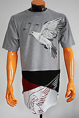 Topy, tričká, tielka - Maľované tričko holubica v oblakoch - 7572352_