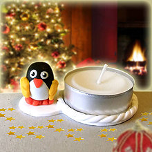 Svietidlá a sviečky - Svietnik tučniak na zákazku (s rukavicami) - 7572402_