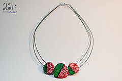 Náhrdelníky - Zeleno-červený náhrdelník s písmenkami - 7581296_