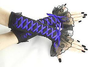 Rukavice - Spoločenské dámské rukavice čierno modré 0190E - 7585494_