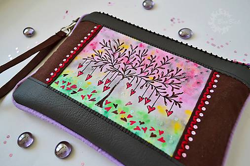  - Strom (z) lásky - kabelka do ruky, ručne maľovaná, vyšívaná - 7585937_