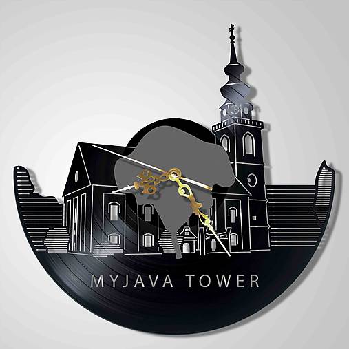 Myjava - veža Ev.kostola - vinyl clocks (vinylové hodiny)