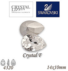 Korálky - SWAROVSKI® ELEMENTS 4320 Pear Rhinestone - Crystal F, 14x10, bal.1ks - 7590479_