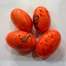 Korálky - Oliva plast MRAMOR 16x25mm-1ks (oranžová) - 7593313_