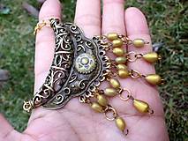 Náhrdelníky - zlato-mosadzný náhrdelník - filigránový + polymér - 7592545_