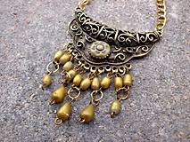 Náhrdelníky - zlato-mosadzný náhrdelník - filigránový + polymér - 7592550_
