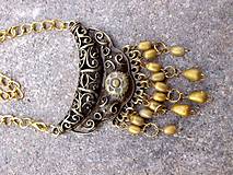 Náhrdelníky - zlato-mosadzný náhrdelník - filigránový + polymér - 7592551_