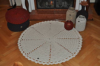 Úžitkový textil - Krémový háčkovaný koberec - 7600132_