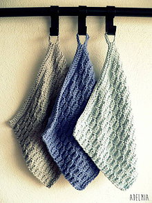Úžitkový textil - ručne pletené žinky - modrosivé - 7601081_