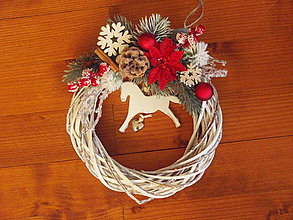 Dekorácie - Vianočný veniec s koníkom - 7605909_
